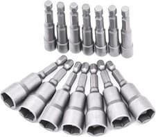 Image of 14 Pcs Magnetic Hexagon Socket, 6-19mm Hex Shank Magnetic Nut Setter Driver, He