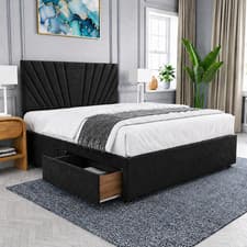 Image of PLUSH DIVAN BED SET WITH MEMORY MATTRESS AND HEADBOARD 3FT 4FT 4FT6 5FT 6FT