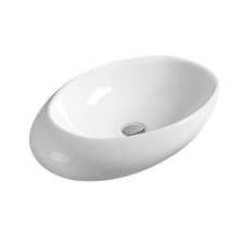 Image of Oval Bathroom Countertop Basin, White, Contemporary Style, 490 mm
