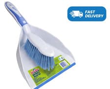 Image of Spontex Dustpan and Brush Set Large Capacity Easy Sweep Rubber Blade Compact New