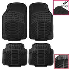 Image of 4PCS HEAVY DUTY UNIVERSAL BLACK RUBBER CAR MAT SET NON SLIP CAR VAN MATS UKDC