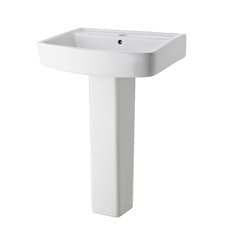 Image of Square 1 Tap Hole Bathroom Basin Sink & Full Pedestal - Balterley - Choose Size