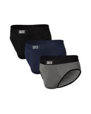 Image of SAXX Ultra Super Soft Men’s Comfort Briefs 3 Pack – Black/Navy/Grey, Classic Ult