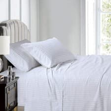 Image of 100% Egyptian Cotton 40CM Extra Deep  Fitted Sheet 300TC Satin Strip  