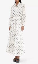 Image of Brand new THE KOOPLES Polka Dot Shirt Woven Maxi Dress Sz Fr 3 UK 12 RRP £415