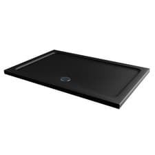 Image of Black 1200x800mm Rectangular Shower Tray 45mm - Acrylic Stone Resin  PEA120X80BK