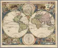 Image of Home Wall Art Print - Vintage Map Poster - WORLD MAP 1679 - A4,A3,A2,A1,A0