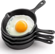 Image of Hiceeden 4 Pack Mini Cast Iron Skillet, 4" Small Frying Pans with Double