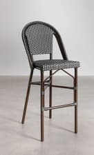 Image of Set of 2 Parisian Bistro/Cafe Bar Stools (indoor/outdoor) -grey rattan/aluminium
