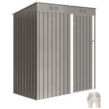 Image of Outsunny 5 x 3 ft Lean-to Garden Shed, Outdoor Storage Shed, Light Grey
