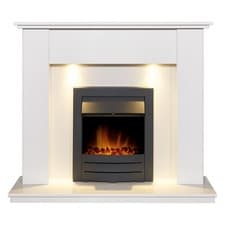 Image of Adam Avila White Marble Fireplace with Colorado Electric Fire in Black, 48 Inch