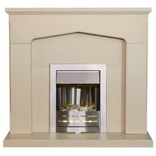 Image of Adam Cotswold Fireplace in Stone Effect with Helios Electric Fire in Brushed ...