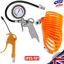 Image of 3Pcs Air Compressor Recoil Tool Set Tyre Inflator Duster Gun Tool Kit w/3m Hose