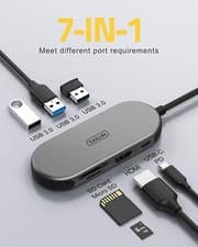 Image of USB C Hub, SAILLIN USB-C Hub 7 in 1 Multiport Adapter with 3 USB 3.0 Ports, 4K