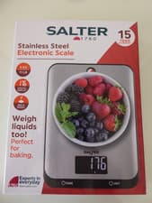 Image of New Salter 1760 Stainless Steel Electronic Kitchen Scale Scales 5kg 11lb Max