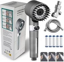 Image of High Pressure Filter Shower Head Set 5 Stage 3 Modes Scalp Massage Handheld