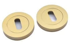 Image of Oval Profile Round Concealed Lock Key Hole Escutcheon Lock Finishes Satin Brass