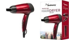 Image of Travel Hair Dryer Small 1200W Dual Voltage with Folding Handle - Metallic Red