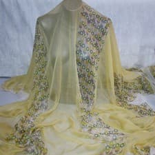 Image of Italian Top designer mulberry silk chiffon fabric Polka Dot Natural silk Panel