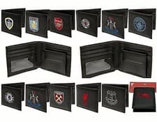 Image of Mens Embroidered Crest Leather Football Club Sports Wallet Official Licensed FC