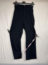 Image of AX Paris Womens Wide Leg Trousers Size 8 Black High Waisted Adjustable Buckle