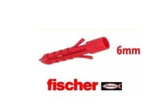 Image of Fischer Plastic Wall Plug Red 6mm Fixing Raw Plugs Universal Fischer Wall plugs