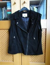 Image of BNWOT TRILOGY HARLEY BLACK SUEDE LEATHER BIKER STYLE LINED WAISTCOAT 14
