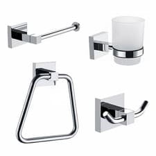 Image of EcoSpa 4 Piece Modern Bathroom Accessory Set – Chrome Finish, Stylish & Durable
