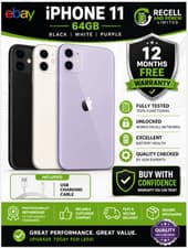 Image of Apple iPhone 11 - 64GB - All Colours - Unlocked Pristine Condition -12M Warranty