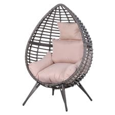 Image of Rattan Egg Chair: Indoor/Outdoor Teardrop Lounge with Cushion