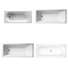 Image of Modern Bathroom Single & Double Ended Acrylic Straight Bath Gloss White Bathtub