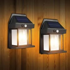 Image of Hqynss Solar Lights Outdoor 2 Pack Waterproof Wall Lantern with Motion Sensor &