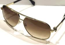 Image of Alexander McQueen AM0019s 002 Gold Sunglasses Brown Lens Sonnenbrille  63-11-130