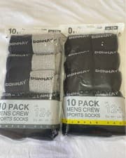 Image of Donnay Men's Socks 1-Pack Size UK 12+ Everyday Comfort Black & Grey New In Pack