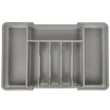 Image of NEW Expandable Plastic Cutlery Tray Kitchen Organiser Drawer Storage Rack Grey