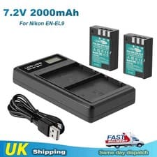 Image of 2x Battery EN-EL9 EN-EL9a 2.0Ah+Charger For Nikon D60 D40X D40C DSLR D5000 D3000