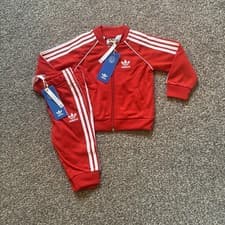 Image of Adidas Originals Adicolor Infant Baby Unisex SST Tracksuit Red 0-9M RRP £45