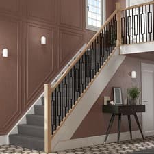 Image of Black Metal Square Rectangular stair landing Baluster Pack of 3 Spindles 1100mm