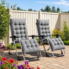 Image of Neo 2pcs Zero Gravity Sun Lounger With Padded Cushions Foldable Reclining Chair