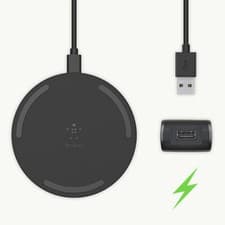 Image of Belkin BoostCharge Qi Wireless Pad + Charger - 10W - Black - Refurbished