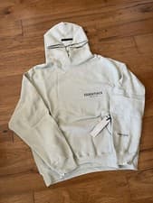 Image of Fear of God Essentials Logo Pullover Hoodie in Concrete - Men's Size Small (S)