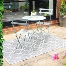 Image of Bistro Table & Chairs Set Patio Finish Garden Foldable Metal 3PCS Outdoor