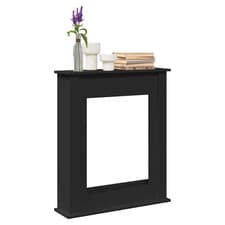 Image of Fireplace Surround Black Engineered Wood 75x20x87.5cm Mantel Shelf LED Flame Kit