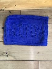Image of Sweary  Knitting B*tch Organic Cotton Dishcloth In Cobalt Blue