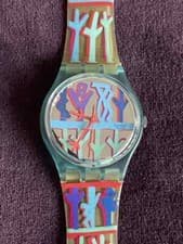 Image of SWATCH WATCH GN106 ENCHANTING FOREST 1995 ORIGINAL DESIGNED BY LUCATA