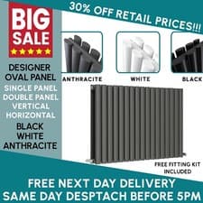 Image of Vertical Designer Radiator Oval Column Tall Upright Central Heating Radiators UK
