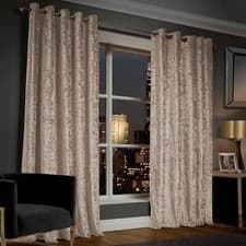 Image of Ring Top Thick Velvet Blackout Curtains Pair With Eyelet Ready Made Fully Lined