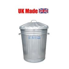 Image of 90 Litre Galvanised Metal Dustbin/Bin Tapered Heavy Duty UK Manufacturer!
