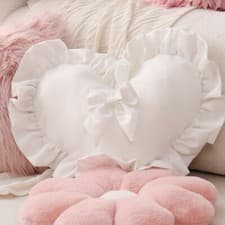 Image of Heart Pillowcase Cushion Soft Velvet/lace Pillow Cover Sofa Living Room for Love