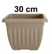 Image of Square Deep Athens Planter Plant Flower Pot Taupe Home Garden Grow Container